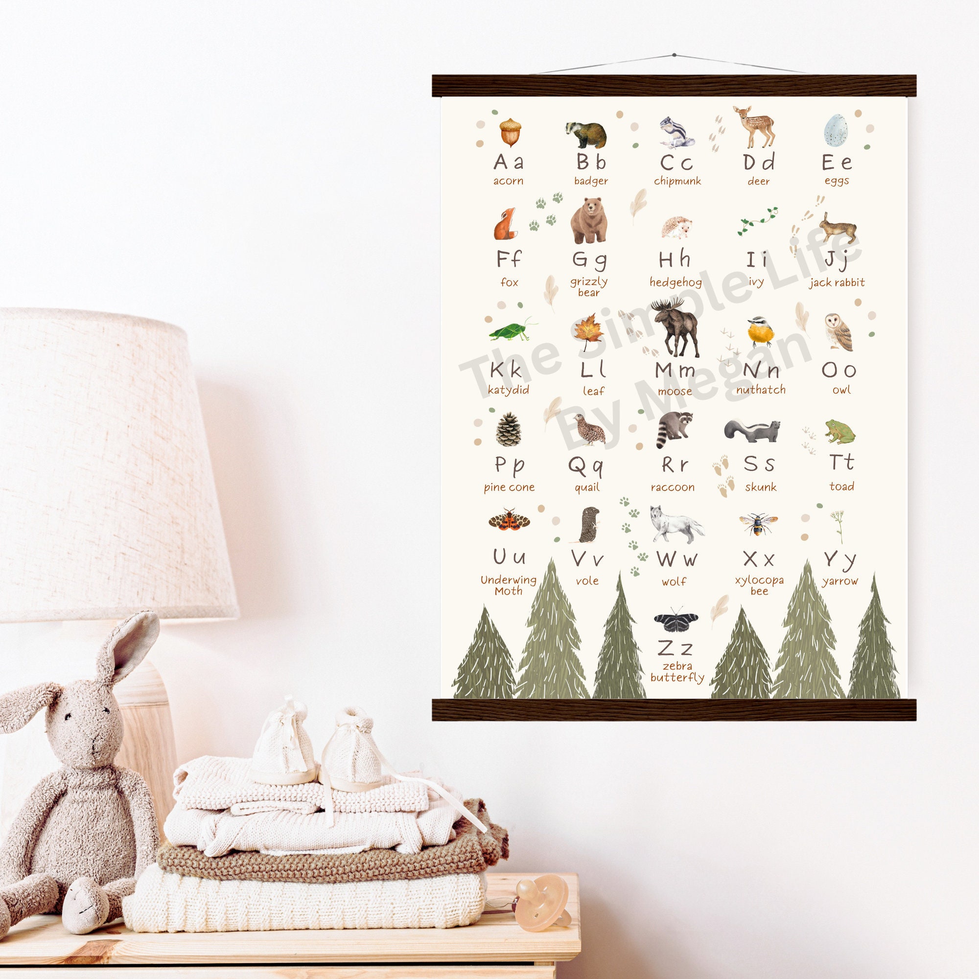 Woodland Animal Alphabet Poster: Educational Nursery Wall Art - Etsy