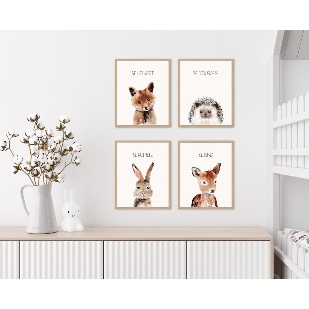 Woodland Nursery Prints: Forest Animals Art, Set of 4 - Etsy