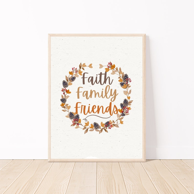 Christian Printable Faith Family Friends Sign Farmhouse Wall - Etsy