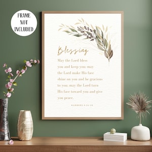 Aaronic Blessing Lyrics Wall Art | Numbers 6 24 26 Scripture Poster