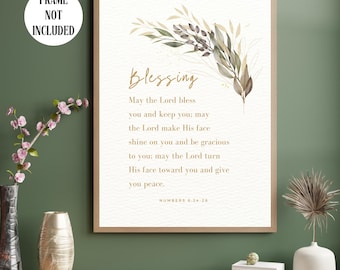Aaronic Blessing Lyrics Wall Art | Numbers 6 24 26 Scripture Poster