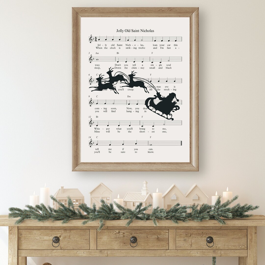 St Nicholas Song Lyrics Wall Art| Jolly Old Saint Nicholas Printable ...