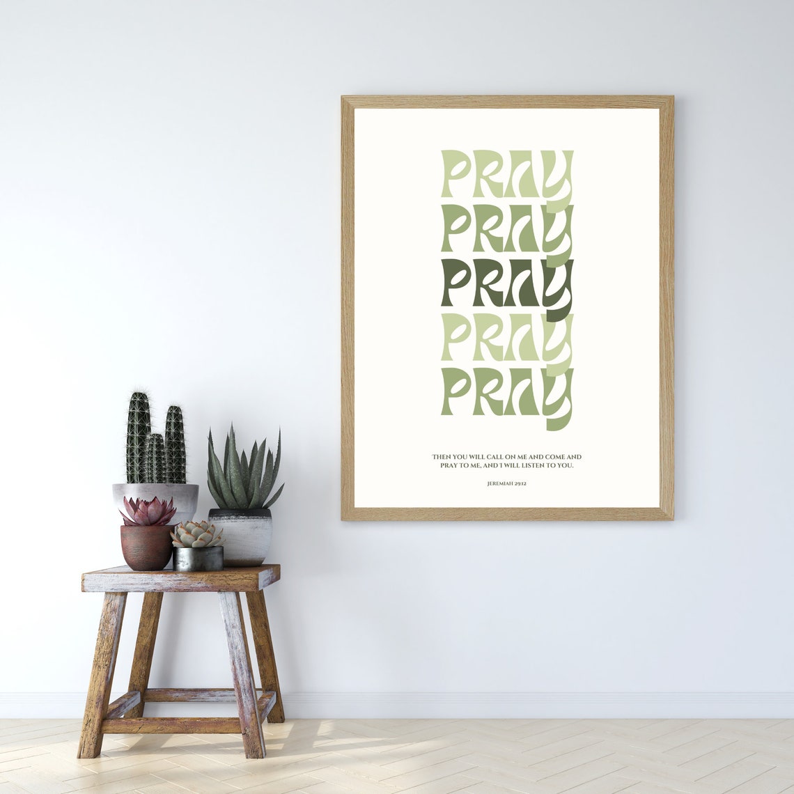 PRAY Wall Art Minimal Christian Wall Art Christian Boho Etsy