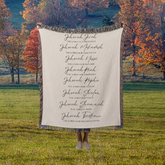 Names of God Woven Throw Blanket: Christian Religious Blanket (50x60")