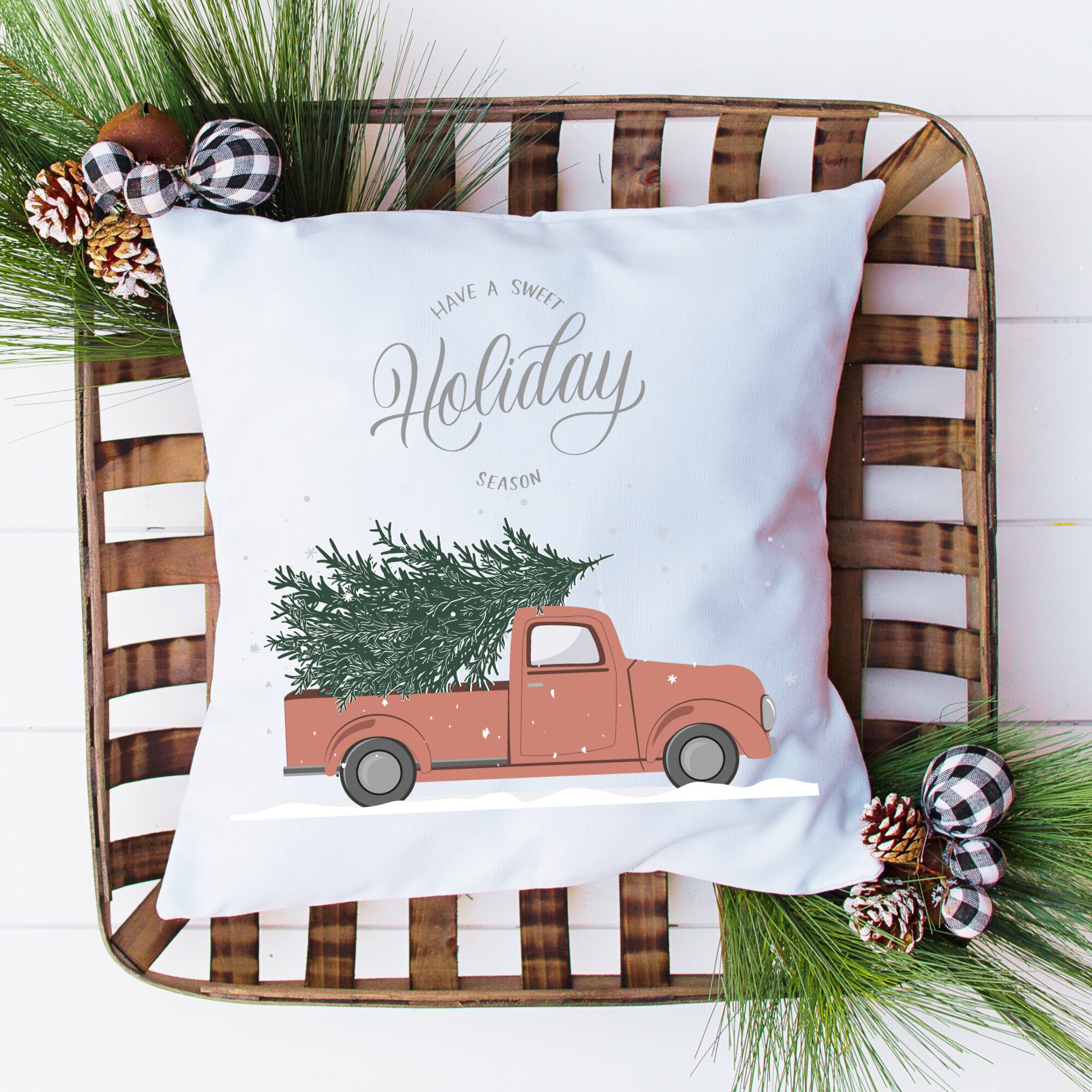 Red Christmas Truck Holiday Throw Pillowvintage Red Truck Seasonal Pillow xmas Pillow winter Pillow sweet Holiday Wishesred Truck Gifts Etsy Canada