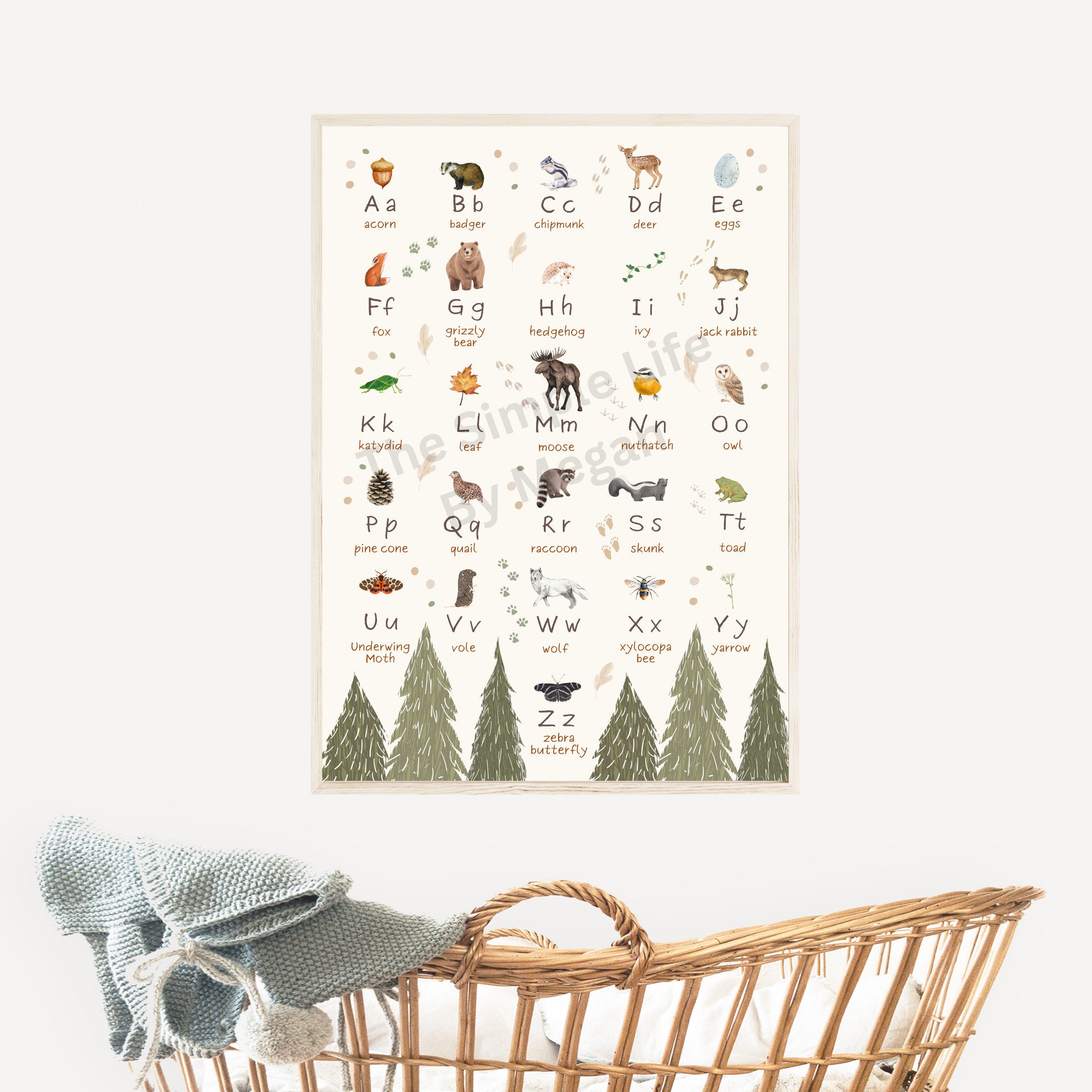 Woodland Animal Alphabet Poster: Educational Nursery Wall Art - Etsy