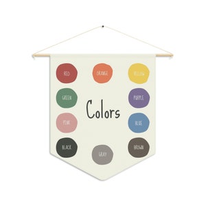 Gráfico de colores Cartel de vivero / Cartel educativo de colores primarios / Carteles de aprendizaje / Banner de banderín de desarrollo infantil / Recursos de aprendizaje
