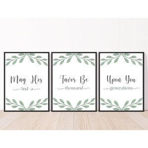 The Blessing Lyrics Wall Art 3 Piece Wall Art|Above Couch Art|Above Crib Decor|Blessing Song Lyrics|May His Favor Be Upon You|Boho Christian