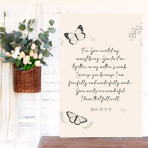 Psalm 139 14 Schriftzeichen Wunderbar gemacht Bibelvers Poster | Schmetterling Poster | Moderne christliche Kunst |Kinderzimmer Schrift|Psalm Wandkunst