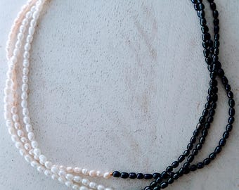 Collar de perlas de dos tonos