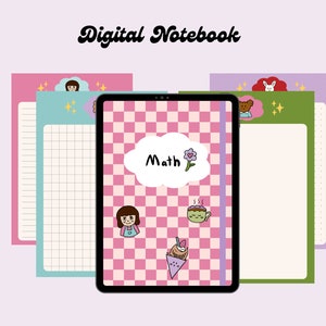 Cute Digital Notebook, Goodnotes Notebook, iPad Notebook, Kawaii Digital Notebook, Note taking templates