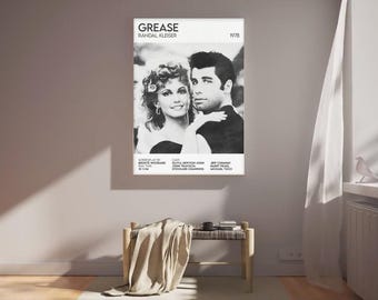 grease inspired movie poster cinema film art print pencil sketch style design