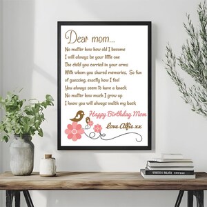 CARTA REGALO PERSONALIZZATA per la mamma, auguri, regalo, poster regalo per la festa della mamma, poster decorativo da parete