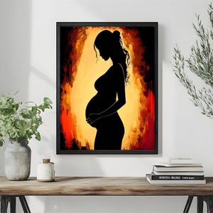 Watercolor Pregnancy Sketch  Painting Poster morther