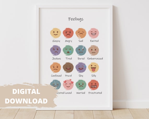 Rainbow Feelings Chart for Kids Emotions Poster Teaching - Etsy