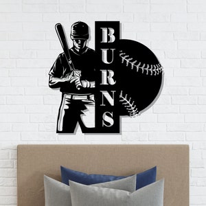 Custom Metal  Baseball Sign with Name, Baseball Room Decor, Custom Gift for Baseball Player, Baseball Wall Decor for Kids, baseball Room,