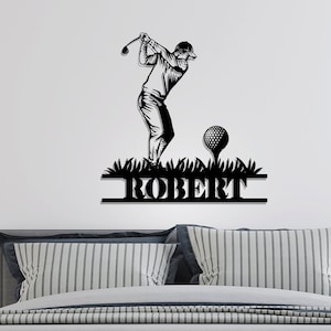 Presente de golfe personalizado para filho, placa de golfe de metal, presente para jogador de ouro, placa de golfe do vovô, decoração de parede de golfe, decoração de quarto, ideia de presente de golfe,