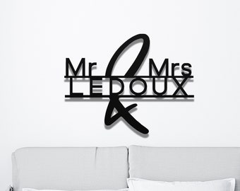 Modern WEDDING Sign, Metal Name Sign, WEDDING Mr And Mrs Signs METAL Wall Decoration, Groomsmen Gifts, Signs For Wedding