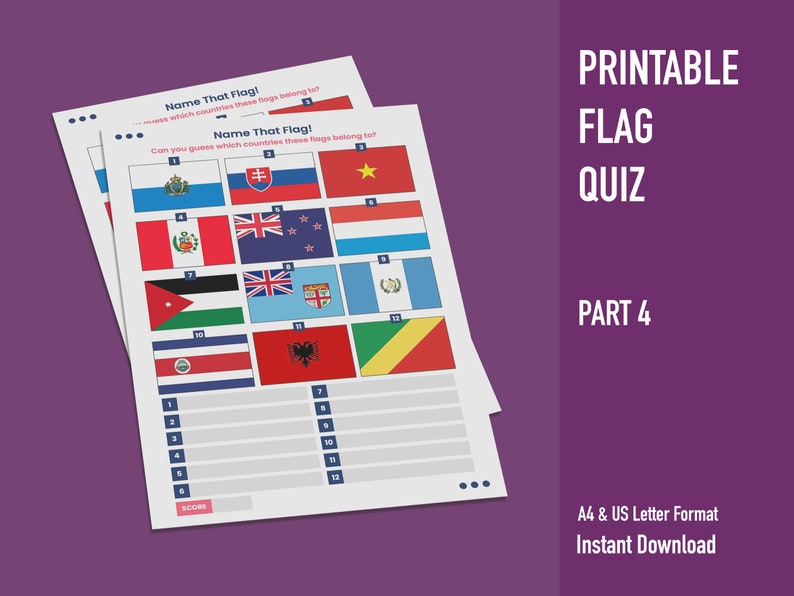 Flag Quiz Part 4 Etsy