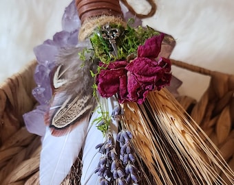 Witch Broom, Altar Broom, Besom, Mini Cinnamon Broom, Green Witch, Witch Decor, Energy Tool, Dried Flower Decor. Cottagecore. Wiccan. Pagan.