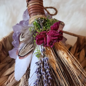 Witch Broom, Altar Broom, Besom, Green Witch, Witch Decor, Energy Tool, Dried Flower Decor. Cottagecore. Wiccan. Pagan. Nature Decor.