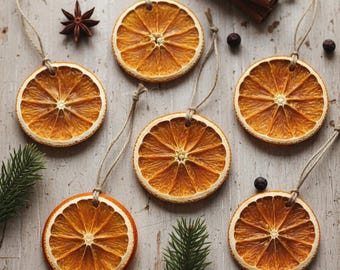 Adornos rústicos de rodajas de naranja seca para Navidad: decoración navideña con un toque místico, decoración rústica para el hogar en el solsticio de invierno, regalo pagano natural. Decoración para el árbol de Navidad.