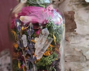 Witch Bottle | Powerful Crystal Spell Bottle | House Protection | House Blessing | Love, Anti-Anxiety, Anti- Stress, Calm Spell