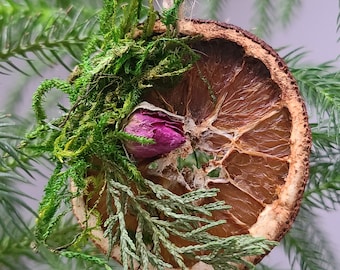 Rustic Yule Dried Orange Slice Ornament: Handmade Yule Altar Decor, Set of 4