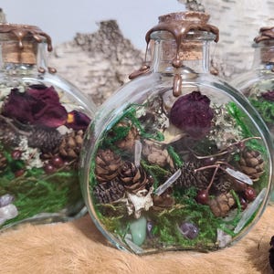 Witch Bottle | Powerful Spell Bottle | House Protection | House Blessing | Salem Witch. Nature Jar. Woodland Witch. Dried Floral Decor.