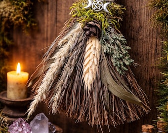 Forest Witch Broom. Besom. Nature Home Decor, Dried Floral. Winter Witch Decor, Altar Decor, Cleansing Energy Tool, Cottagecore. Gift