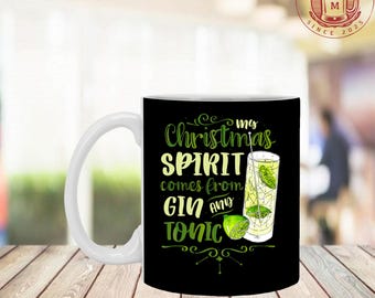 My Christmas Spirit Comes From Gin And Tonic Ceramic Coffee Mug – Beer Stein – Water Bottle
