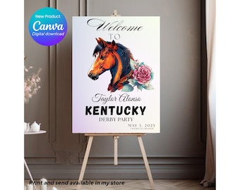 Derby party sign,Kentucky Derby decor,Horse race party sign,Mint sign,Run for the roses,Race day sign,Derby welcome sign, Digital Download