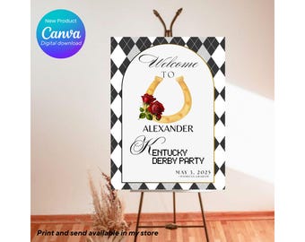 Derby party sign,Kentucky Derby decor,Horse race party sign,Mint sign,Run for the roses,Race day sign,Derby welcome sign, Digital Download