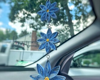 Breloque Voiture Marguerite Premium - Pendentif Rétroviseur Daisy Charm Blanc Pour Femmes, Décoration Fleur Élégante