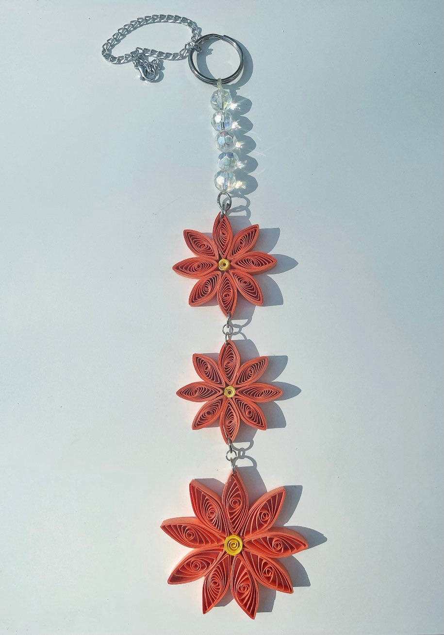 Pendentif Rétroviseur Voiture Forme Marguerite - Breloque Décorative Blanche Ou Rose - Fait Main - Cadeau Femme