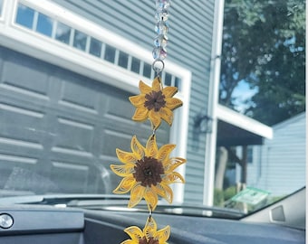 Sunflower car charm | Rearview mirror decor | car accessory