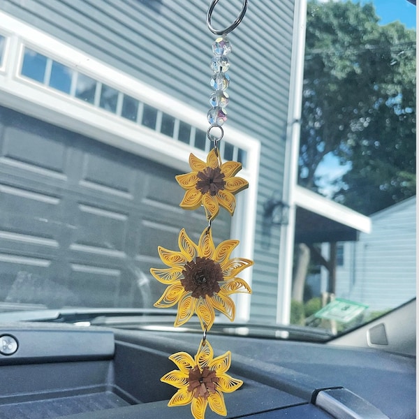 Sunflower car charm | Rearview mirror decor | car accessory