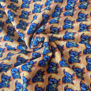 Orange Background Lilo | Bullet Fabric l RTS l DIY l Bows l Clothing l 4 Way Stretch l Fast Shipping l USA l Strips, 1/2 yds,. yds