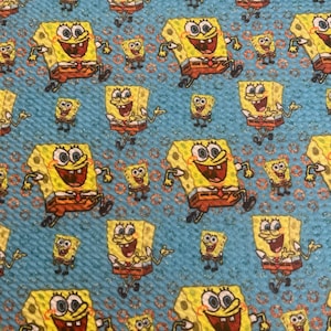 Blue Sponge | Printed Bullet Fabric l RTS l 4 Way Stretch | DIY | Clothing | Bows | USA | Fast Shipping l Strips. 1/2 yds, yds