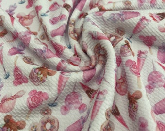 Mouse Donuts. | Bullet Fabric l RTS l DIY l Bows l Clothing l 4 Way Stretch l Fast Shipping l USA l Strips, 1/2 yds,. yds