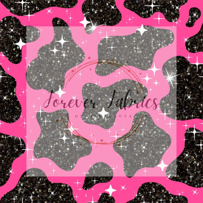 Pink cow print fabric etsy