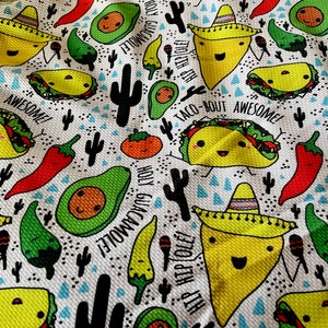 Taco Time |  Bullet Fabric l RTS l DIY l Bows l Clothing l 4 Way Stretch l Fast Shipping l USA l Strips, 1/2 yds,. yds