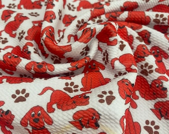 ビッグレッドドッグ | プリントブレット生地 l RTS l 4方向ストレッチ | DIY | 衣類 | リボン | 米国 | 迅速発送 l ストリップ。1/2ヤード、ヤード
