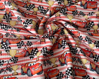 Go McQueen | Bullet Fabric l RTS l DIY l Bows l Clothing l 4 Way Stretch l Fast Shipping l USA l Strips, 1/2 yds,. yds