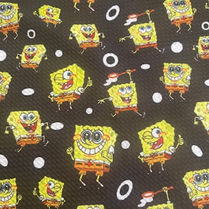 Black Sponge | Printed Bullet Fabric l RTS l 4 Way Stretch | DIY | Clothing | Bows | USA | Fast Shipping l Strips. 1/2 yds, yds