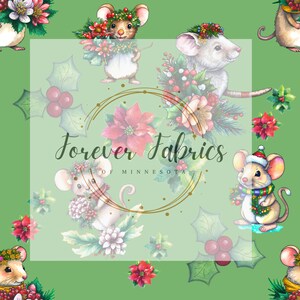 Souris de Noël | Précommande de tissu par mètre | Balle | SPD | Côtes larges | Imprimé holographique | Etats-Unis