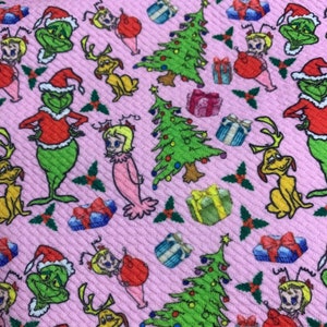 Pink Grinch & Cindy Lou| Bullet Fabric l RTS l DIY l Bows l Clothingl 4 Way Stretch lFast Shipping l USA l Strips, 1/2 yds,. yds | Christmas