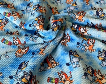 Blue dog l RTS  l 4 Way Stretch l Strips,1/2yd ,yds available l Printed Bullet Fabric | DIY | Clothing | Bows | USA | Fast Shipping