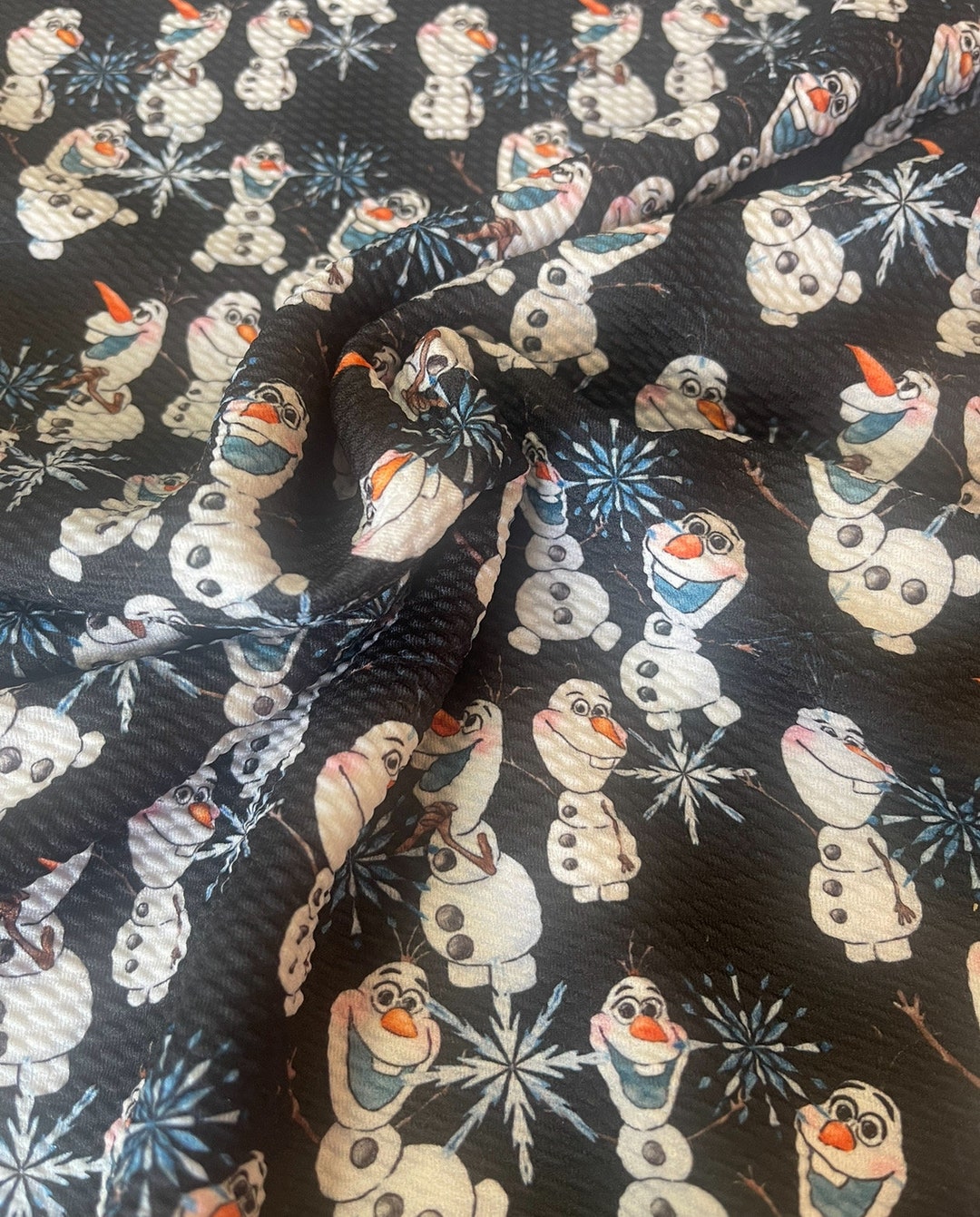 Snowman Fun Black Background . Printed Bullet Fabric DIY Clothing Bows ...