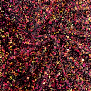 Dourado/Vermelho | Veludo com lantejoulas elásticas | Tecido com lantejoulas | Veludo | Faça você mesmo | Laços | Roupas | Envio rápido | EUA | RTS | Elástico em 4 direções